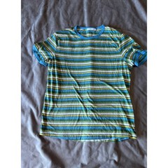 Dip Mens Striped Short Sleeve Crewneck T-Shirt Blue Green Yellow Large