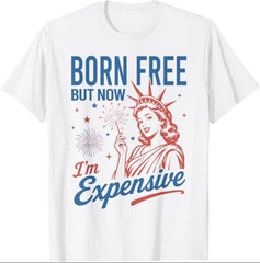 Born Free But Now Im Expensive 4th of July Statue of Liberty T-Shirt