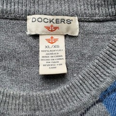 Dockers T-Shirt Mens Extra Large Gray Crew Neck Acrylic Diamond Pattern Sz XL