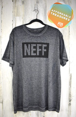 NEFF Graphic Short Sleeve T-Shirt Block Logo Heathered Gray XL NEW NWOT