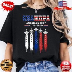 Personalized Grandpa 250th Anniversary Shirt, Jet Fighter USA 250 T-Shirt, S-5XL
