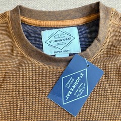 St John’s Bay Super Soft Thermal Shirt Men’s Medium Brown Waffle Knit NWT