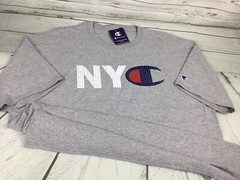 Champion T-Shirt Men 2XL NYC Mosaic Style Logo Graphic Tee Crewneck Gray NWT