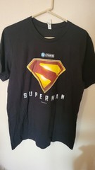 Canvas Sz L t Shirt Superman dc Studios black s Sleeve flo on back comic con 31