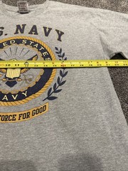 VTG Bayside US Navy Graphic T-Shirt Mens Large Heather Gray Made in USA Military