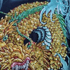 TARMAFIA Year of the Dragon Handmade Sequin & Beaded Mens L Shirt Power Fortune