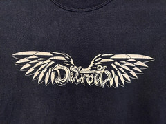 Detroit Wing Logo Black Shirt Size MEDIUM Mitch Ryder USED No tags