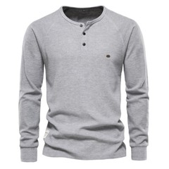 Zonbailon men’s t-shirt solid color crew neck bottomed shirt long sleeve autumn
