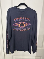 Harley Davidson Long Sleeve Shirt Mens Large New Orleans Louisiana Eagle Flame