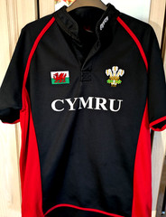 Wales Rugby Shirt Mens Small (measurements inc) Black Cymru Welsh