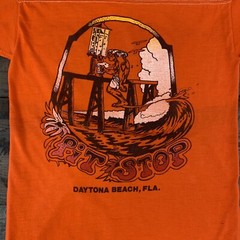 VTG 70s Sportswear Pit Stop Arcade Daytona Beach Silent Ringer Jersey Tee XS USA