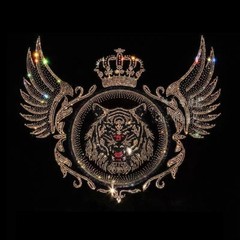 New Fashion Tiger Trend Rhinestones Summer Short Sleeve Luxury Men Black T-Shirt
