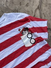 Wheres Waldo Red White Stripe T‑Shirt Costume Graphic Tee Men’s XXL 2XL Cotton