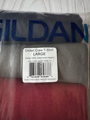 New Gildan Crew T-shirt Size Large Short Sleeve 100% Cotton Blue Gray Red