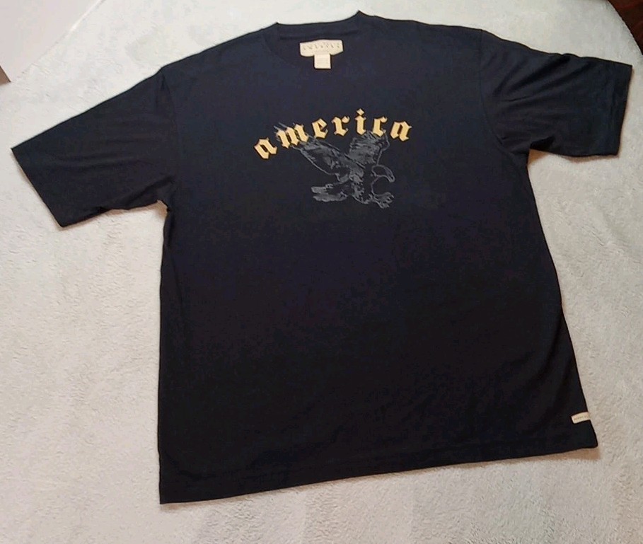 Perry Ellis America Men’s Size Large Graphic T-shirt Black 100% Cotton