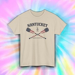Nantucket Massachusetts T Shirt Patriotic Oars Coastal Nautical Tee S-5XL