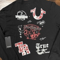 NWT True Religion Graphic Logo Long Sleeve Tee Black Men’s Size XL. C5