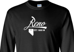 Reno Nevada State T-Shirt Long Sleeve Graphic Tee Unisex apparel Text logo