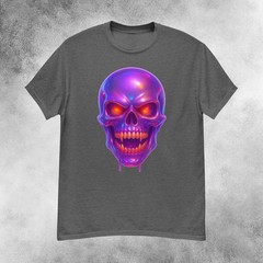 Infernal Purple Iridescent Skull Horror T-Shirt Men’s S-2XL