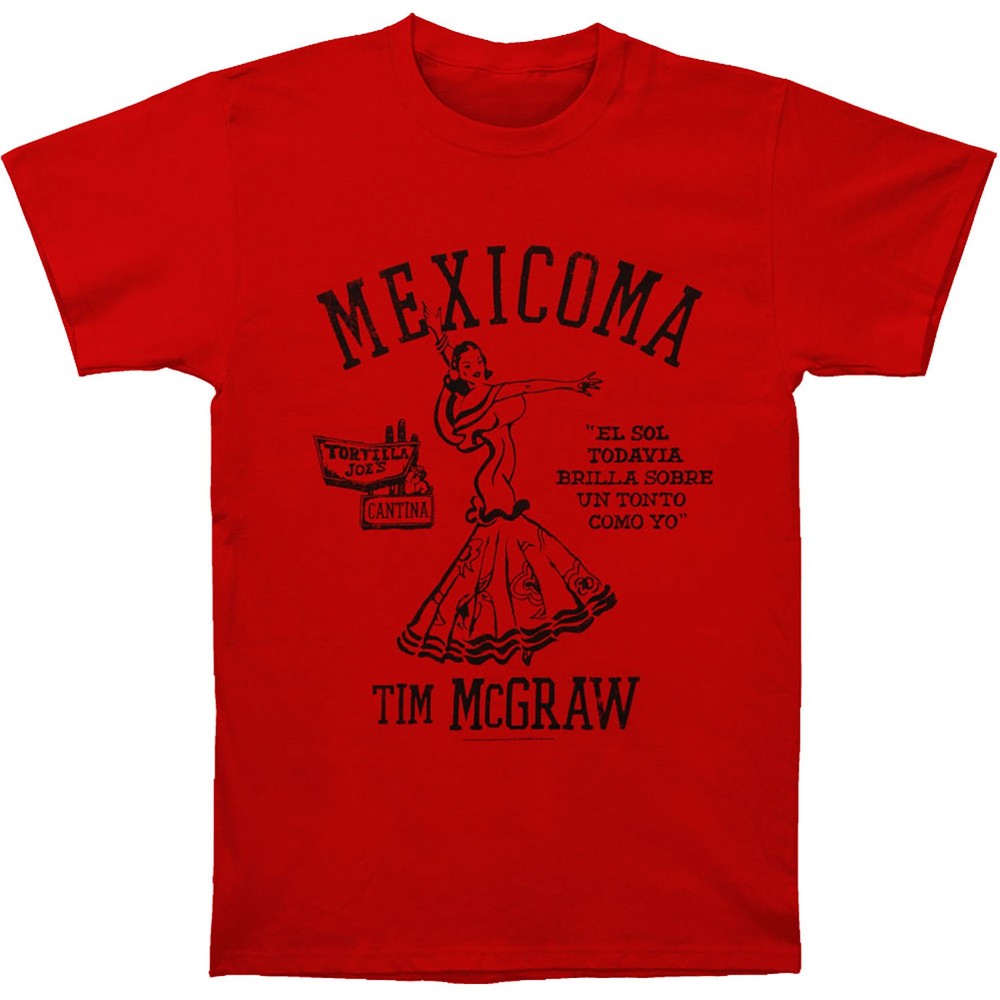 Men’s Tim Mcgraw Mexicoma Red T-shirt Large Red