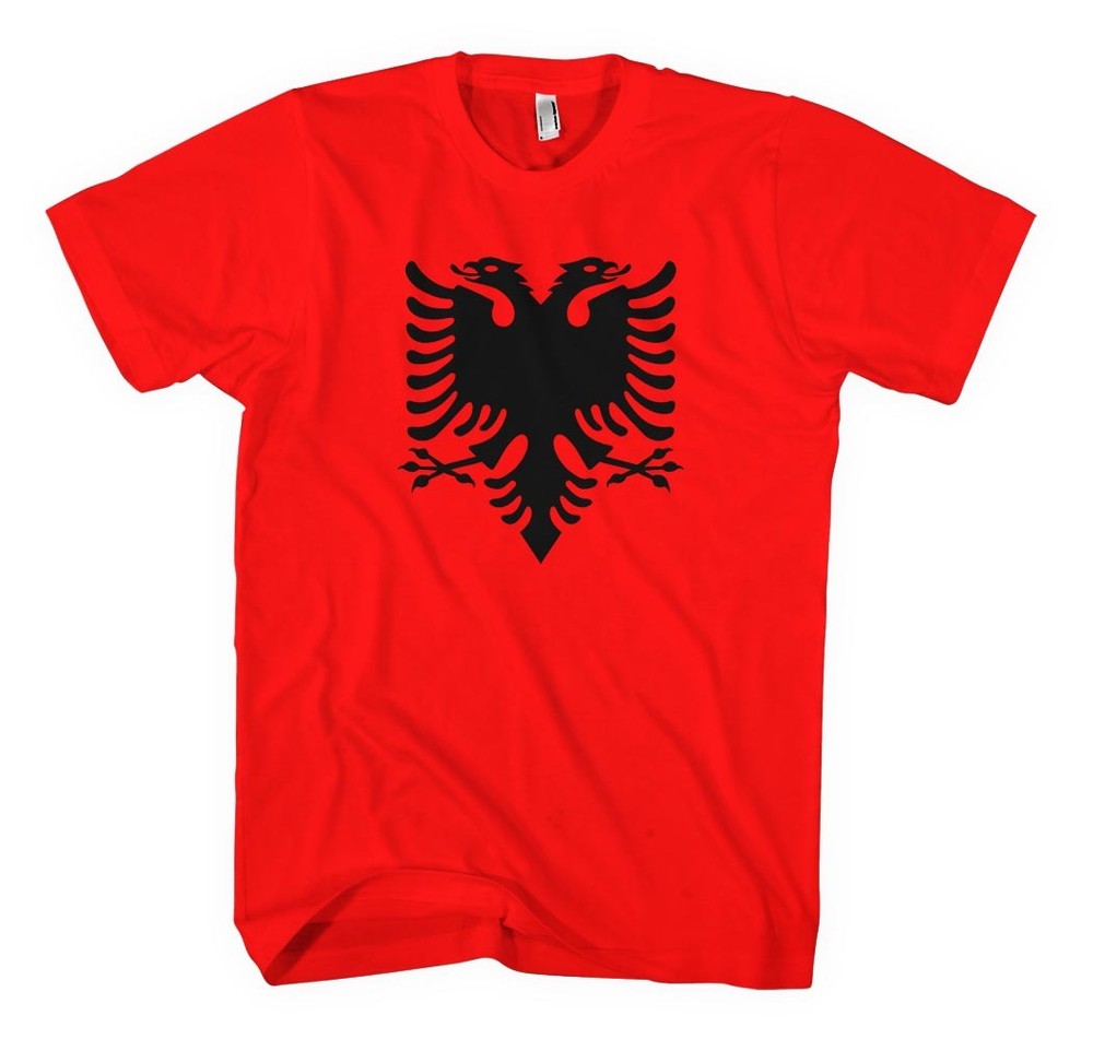 ALBANIA COUNTRY SEAL FLAG Red Cotton Adult Unisex T-Shirt Tee Top