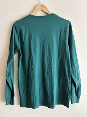 Lands’ End Super-T Men Solid Teal 100% Cotton Crewneck Long Sleeve Shirt S 34-36