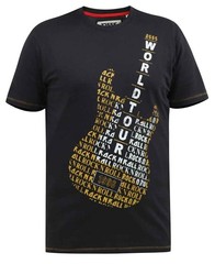 D555 Men’s Guitar Print Fashion Short Sleeve T-shirt with Round Neck