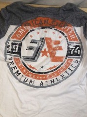 American Fighter Long Sleeve Top Small Pullover w/ Hood White Orange Gray