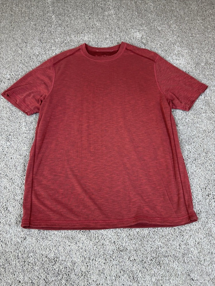 Tommy Bahama Soft Knit T Shirt Poly Blend Suede Plush Tee Size Small Red