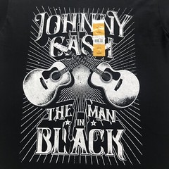 Johnny Cash The Man In Black Mens Black Crewneck Graphic T-shirt L Chest 43″ NWT