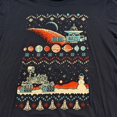 8 Bit Winter Space Scene Graphic T shirt