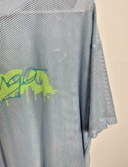 Hugo Boss Mesh Jersey Shirt Mens Size XXL Blue Neon Green Graphic Festival Beach