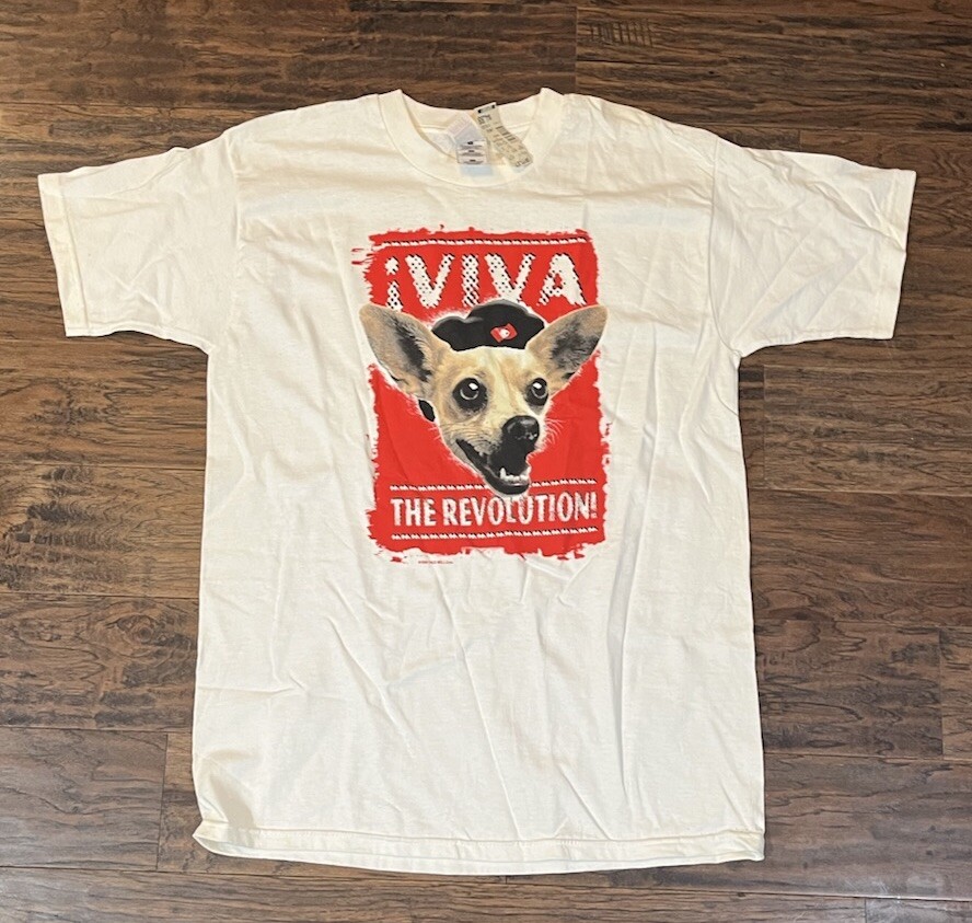 VTG 1998 Yo Quiero Taco Bell Chihuahua T Shirt Mens L VIVA The Revolution Stains