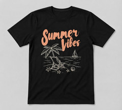 Summer Vibes Summer Beach Vacation Holiday Tee Black T-shirt