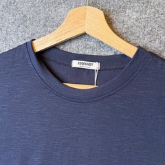 COOFANDY Mens Slub Knit T-Shirt M Navy Blue Short Sleeve Crew Neck Casual Basic