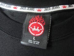 JNCO Jeans Black T-Shirt Size Large Skull Double Sided Graphic USA Made
