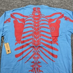 LRG Dead Serious Shirt Mens XL Blue Skeleton Lifted Research Group Kanye Glow