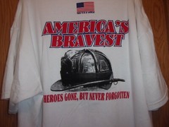 FIREFIGHTERS AMERICAS BRAVEST Heroes Gone But Never Forgotten white 2XL t shirt