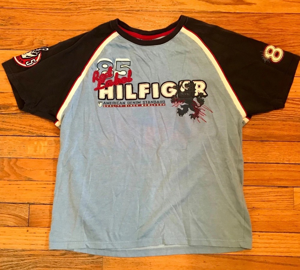Vintage Tommy Hilfiger Red Label 85 Jersey T-Shirt Blue/Blue Mens Medium #565
