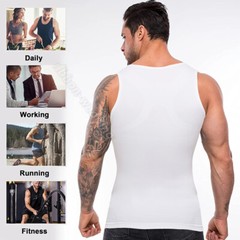 Mens Compression Shirt Sleeveless Body Shaper Base Layer Slimming Tank Top Vest