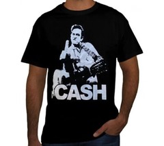 HOT!JOHNNY CASH MIDDLE FINGER Black T Shirt, Size S to 5XL
