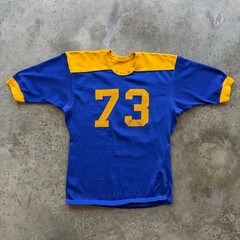 Vintage 60s Durene Football Jersey Blue Yellow Short Sleeve Number 73 Mens XL