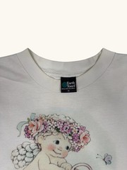 Vintage Earth Tones Nourish Your Dreams Cherub Angel Graphic T-Shirt White XL