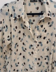 Essentials By Milano Women’s XL Cream Polka Dot Pleated Button Up