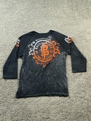 Buckle Black Shirt Mens Small Black Orange Lightweight Biker Motorcycle READ