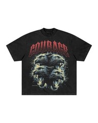 Panther Graphic T-Shirt Men’s Gothic Washed Cotton Oversized Streetwear Tee