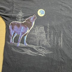 Gildan Vintage Wolf Howling Graphic T-Shirt Men 2XL Navy Blue Bear Country USA *