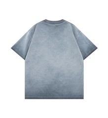 Mens Gradient Washed Loose Crew Neck Tee Streetwear Vintage Distressed Oversized