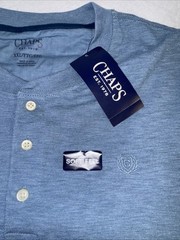 Chaps Henley Shirt Mens Long Sleeve Regular Fit Soft Feel T-Shirt XXL Blue New
