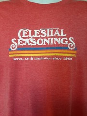 CELESTIAL SEASONINGS TEA “Retro Style” Red Stripe T-Shirt, New with Tags